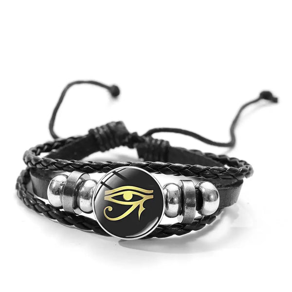 Ancient Egyptian Bracelet - Black & Yellow Eye Of Horus