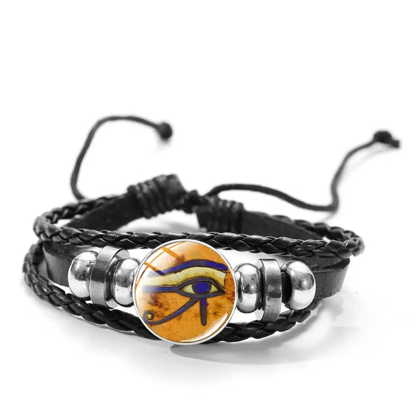 Ancient Egyptian Bracelet - Purple Horus Eye Design Glass