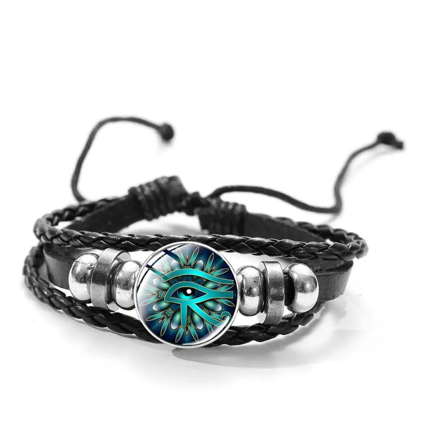 Ancient Egyptian Bracelet - Horus Eye Round Glass Design