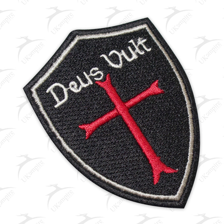 Knight Templar Christian Deus Vult Cross Patch Embroidery – Iron-On Back