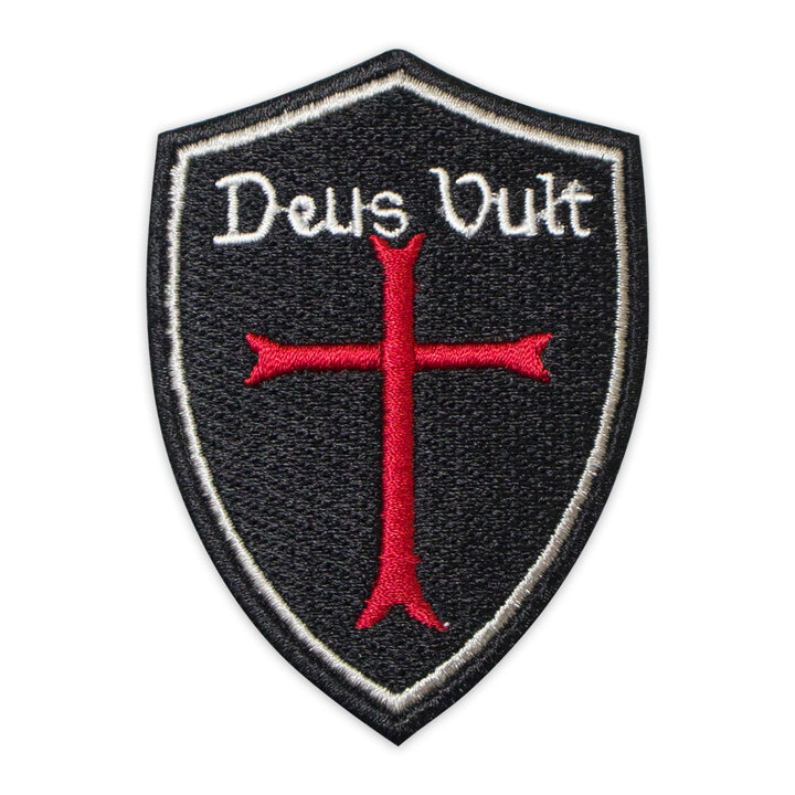 Knight Templar Christian Deus Vult Cross Patch Embroidery – Iron-On Back