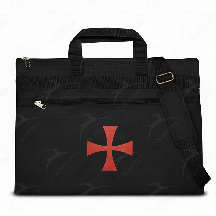 Knights Templar Cross Symbol Black Tote Bag Printed with Hand & Shoulder Carry
