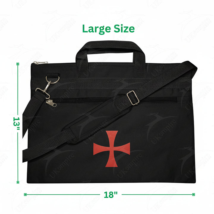 Knights Templar Cross Symbol Black Tote Bag Printed with Hand & Shoulder Carry