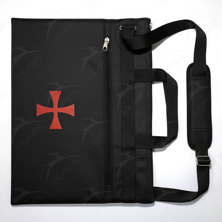 Knights Templar Cross Symbol Black Tote Bag Printed with Hand & Shoulder Carry