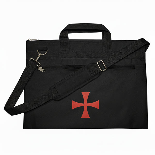Knights Templar Cross Symbol Black Tote Bag Printed with Hand & Shoulder Carry