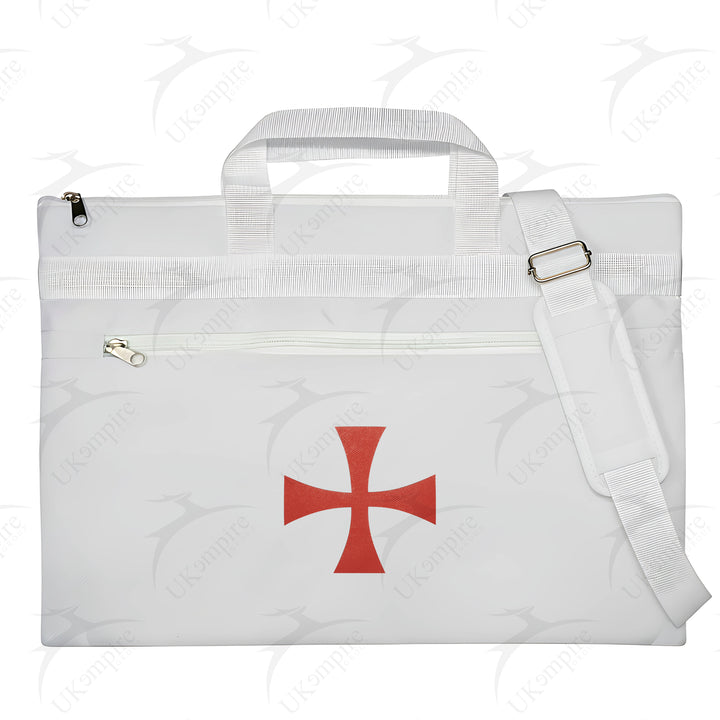 Knights Templar Cross Symbol White Tote Bag Printed with Hand & Shoulder Carry
