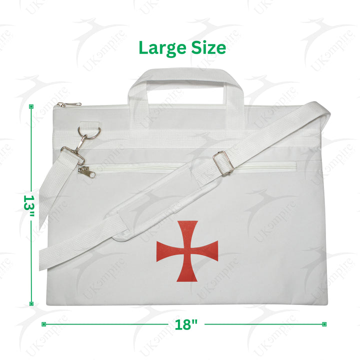 Knights Templar Cross Symbol White Tote Bag Printed with Hand & Shoulder Carry
