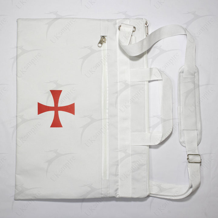Knights Templar Cross Symbol White Tote Bag Printed with Hand & Shoulder Carry