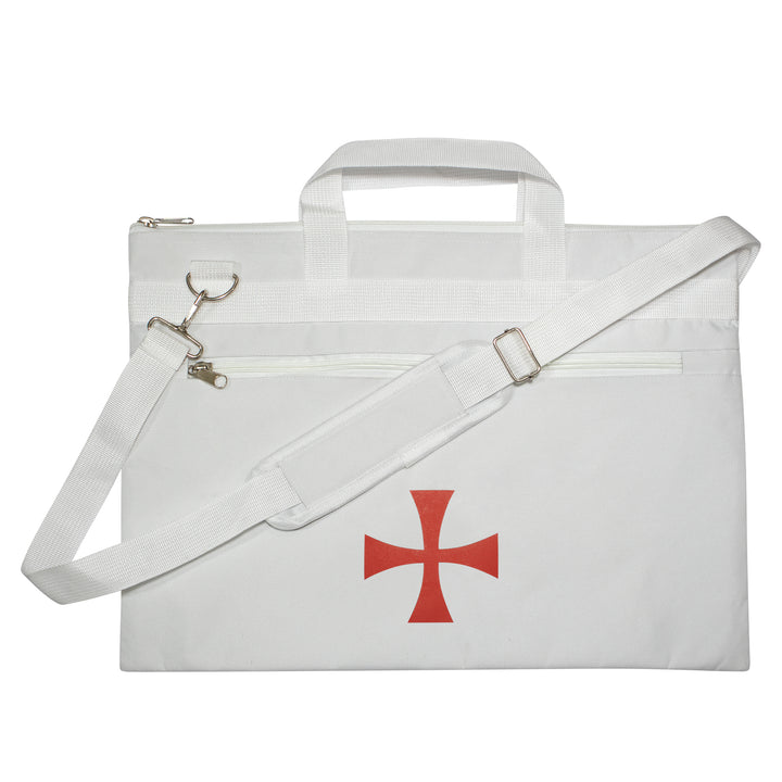 Knights Templar Cross Symbol White Tote Bag Printed with Hand & Shoulder Carry