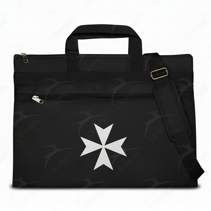 Knights Templar Maltese Cross Black Tote Bag Printed with Hand & Shoulder Carry