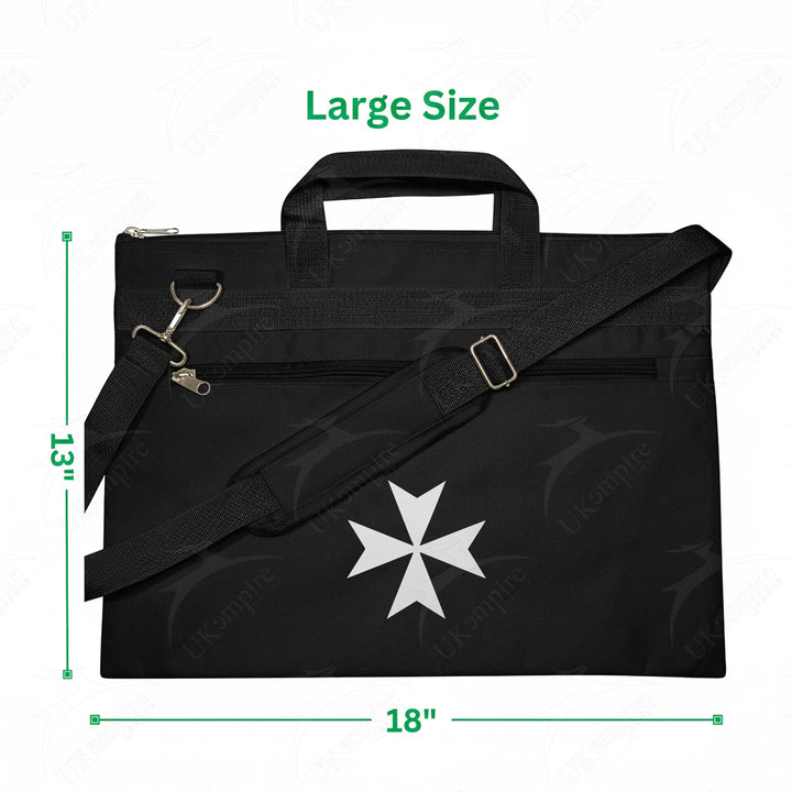 Knights Templar Maltese Cross Black Tote Bag Printed with Hand & Shoulder Carry