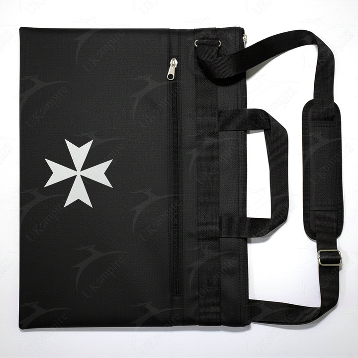 Knights Templar Maltese Cross Black Tote Bag Printed with Hand & Shoulder Carry
