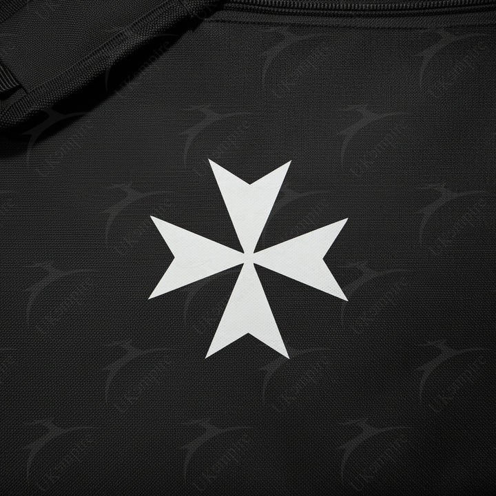 Knights Templar Maltese Cross Black Tote Bag Printed with Hand & Shoulder Carry