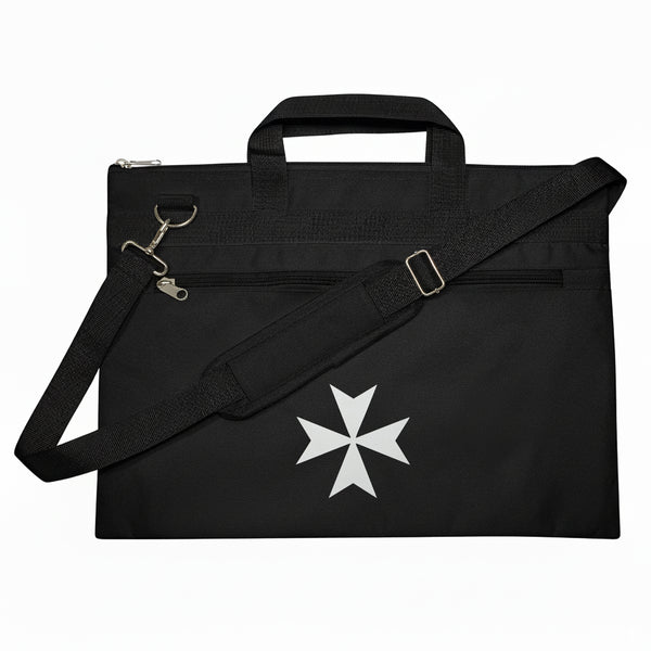 Knights Templar Maltese Cross Black Tote Bag Printed with Hand & Shoulder Carry