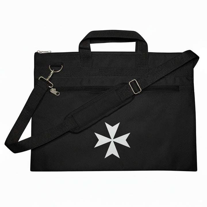 Knights Templar Maltese Cross Black Tote Bag Printed with Hand & Shoulder Carry