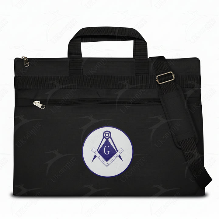 Masonic Square & Compass G Black Tote Bag Printed with Hand & Shoulder Carry