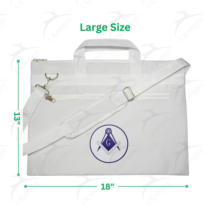 Masonic Square & Compass G White Tote Bag Printed with Hand & Shoulder Carry