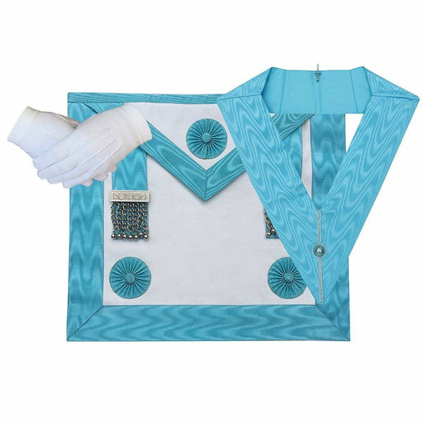Master Mason Craft English Regulation Regalia Set - MM Apron, Officer Collar and Glove