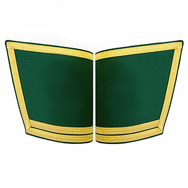 Masonic Cuff- Plain Green Hand Embroidered with Double Braid