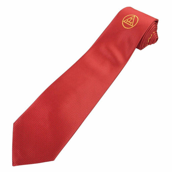 Royal Arch Chapter Necktie - Red Silk Gold Embroidered Logo