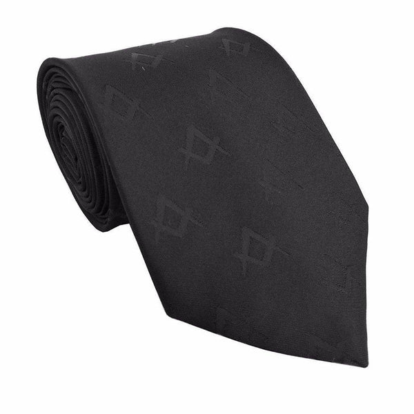 Master Mason Blue Lodge Necktie - Black Square Compass