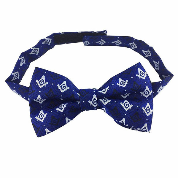 Master Mason Blue Lodge Bow Tie - Lue Silk with Polkadot Square & Compass G