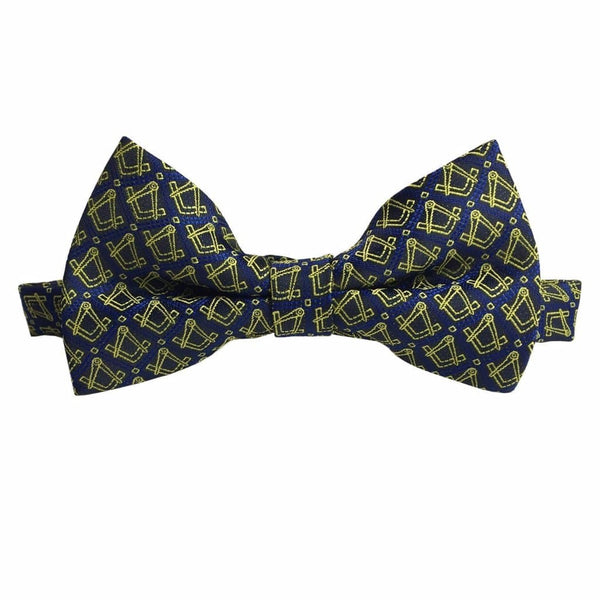 Master Mason Blue Lodge Bow Tie - Blue & Gold Silk Square & Compass