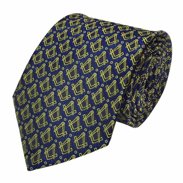 Master Mason Blue Lodge Necktie - Gold Square & Compass