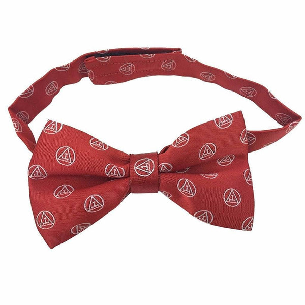 Royal Arch Chapter Bow Tie - Red & White Silk Woven Triple Tau Insignia