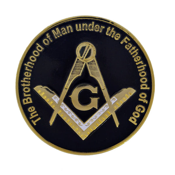 Master Mason Blue Lodge Car Emblem - Gold & Black Square & Compass G Emblem - Bricks Masons