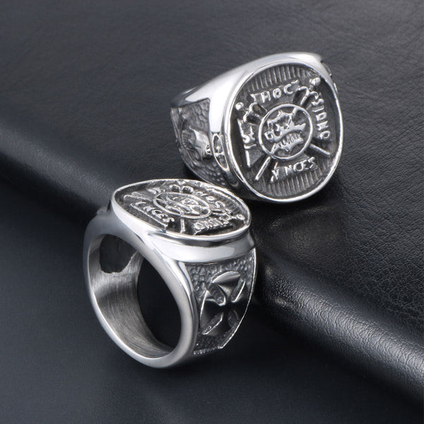 Knights Templar Commandery Ring - Silver Titanium In Hoc In Signo Vinces
