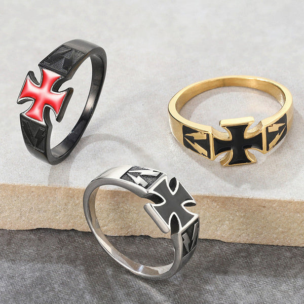 Knights Templar Commandery Ring - Cross Titanium Steel Various Colors