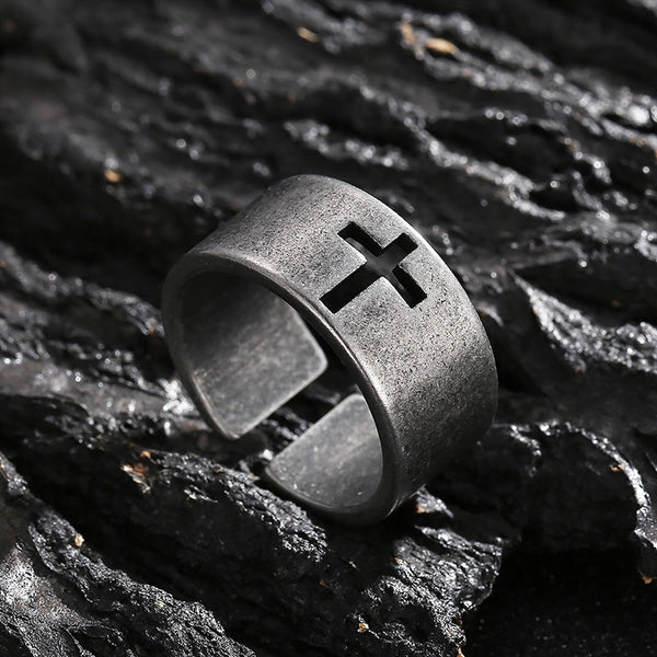 Knights Templar Commandery Ring - Silver Titanium Steel Templar Cross