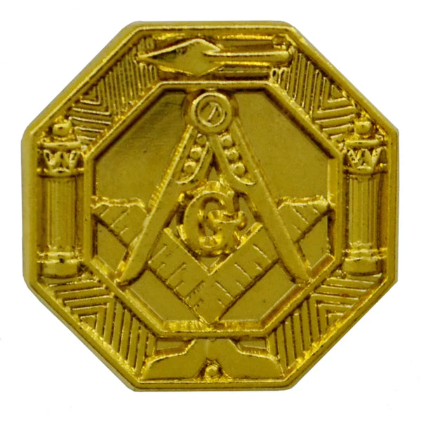 Master Mason Blue Lodge Lapel Pin - Full Gold Plated Square & Compass G Tools