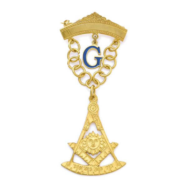 Past Master Blue Lodge California Regulation Breast Jewel - Gold Plated With G Letter