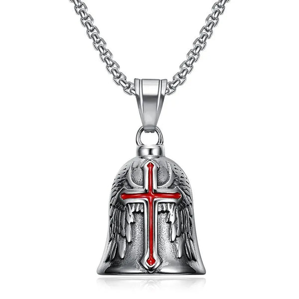 Knights Templar Commandery Pendant - Silver Plated Zinc Alloy Red Cross