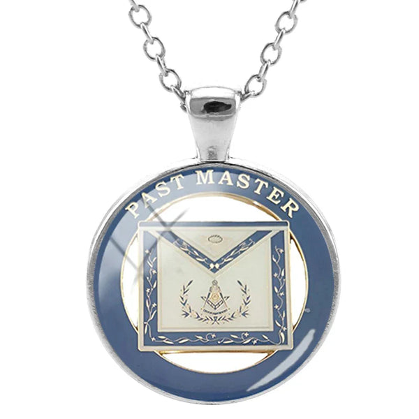 Past Master Blue Lodge Necklace - Blue Apron Design Glass Cabochon