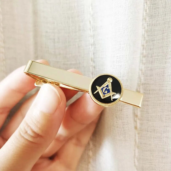 Master Mason Blue Lodge Tie Clip - Gold Bar With Black