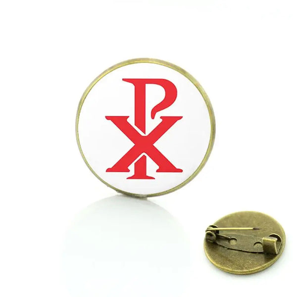 Red Cross Of Constantine Brooch - Zinc Alloy White & Red