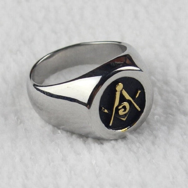 Master Mason Blue Lodge Ring - Golden Square and Compass G Embossed