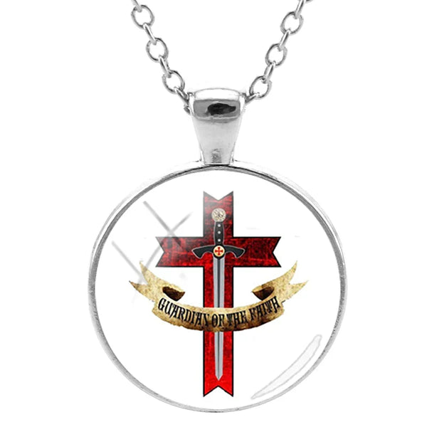 Knights Templar Commandery Necklace - Guardian Of The Faith Cabochon Pendant
