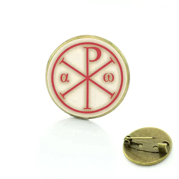 Red Cross Of Constantine Brooch - Zinc Alloy With Red Emblem