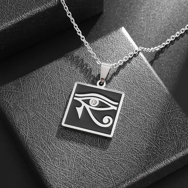 Ancient Egypt Pendant - Eye Of Horus Black & Silver Zinc Alloy