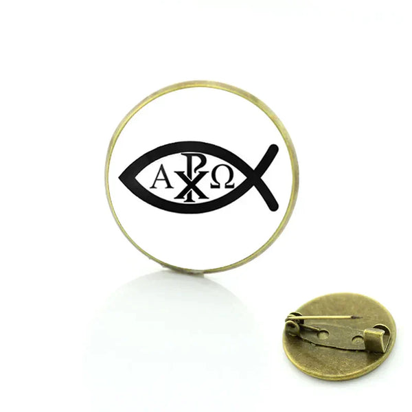 Red Cross Of Constantine Brooch - Zinc Alloy Black & White