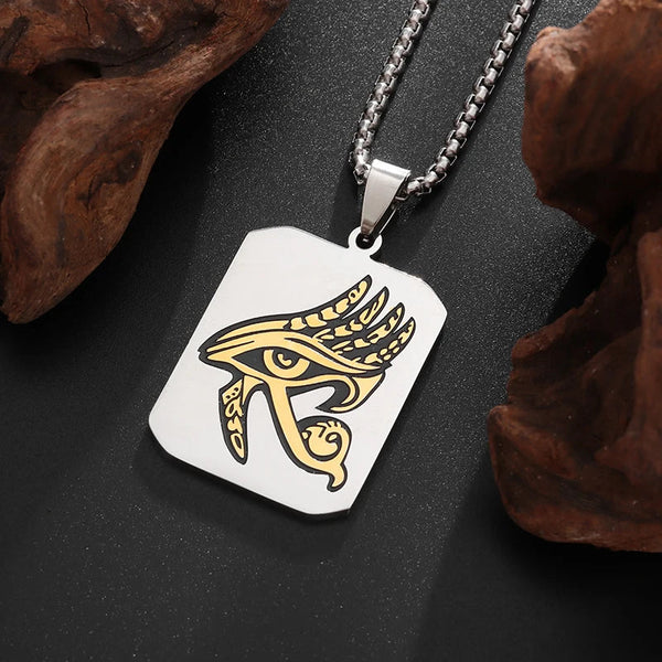 Ancient Egypt Necklace - Silver & Golder Zinc Alloy Eye Of Horus Emblem