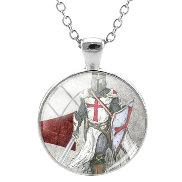 Knights Templar Commandery Necklace - Knight With Shield Design