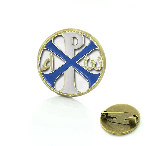 Red Cross Of Constantine Brooch - Zinc Alloy Blue & Gold
