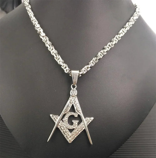 Master Mason Blue Lodge Necklace - Stainless Steel With Link Chain
