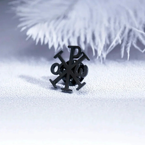 Red Cross Of Constantine Brooch - Black Plated Stainless Steel Alpha Omega