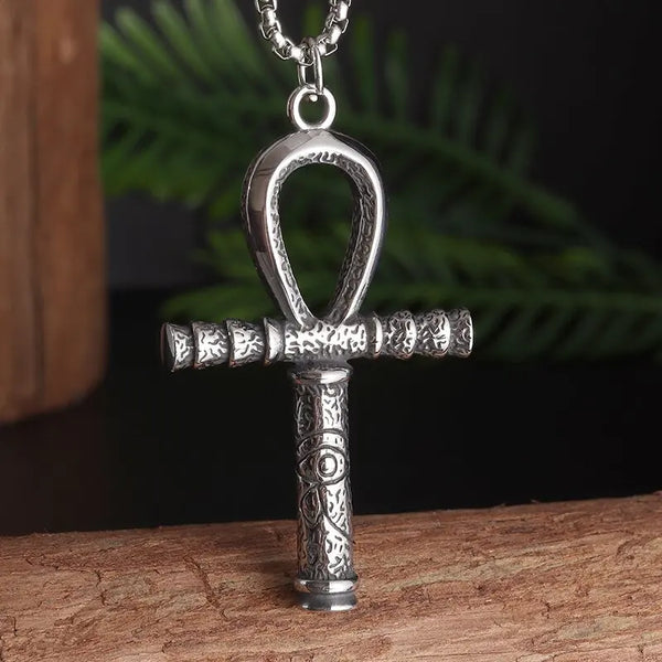 Ancient Egypt Pendant - Stainless Steel Ankh Cross With Eye Of Horus